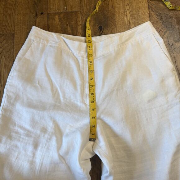 Kim Rogers White Linen Lined Pants High Rise Straight Leg Trouser Womens Sz 16 - Picture 4 of 6